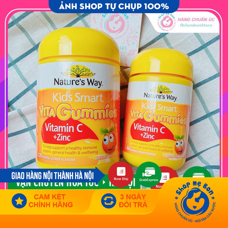 Kẹo Vitamin Nature's Way Kids Smart VITA Gummies Vitamin C + Zinc 60 viên - Xuất xứ Úc