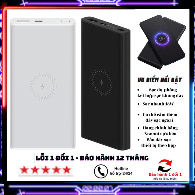 Pin/Sạc Dự Phòng Không Dây Xiao MI 10000Mah Polymer Nhựa ABS Siêu Biền Hàng Cao Cấp Lỗi 1 Đổi 1 Bảo Hành 6 Tháng
