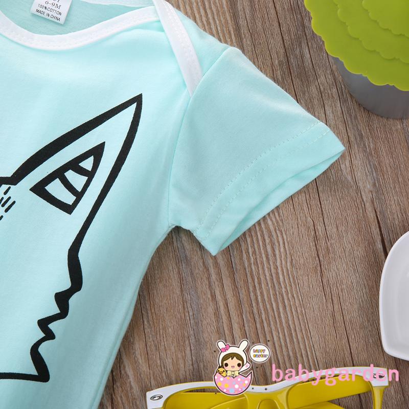 Áo liền quần tay ngắn in hình con vật xinh xắn cho bé