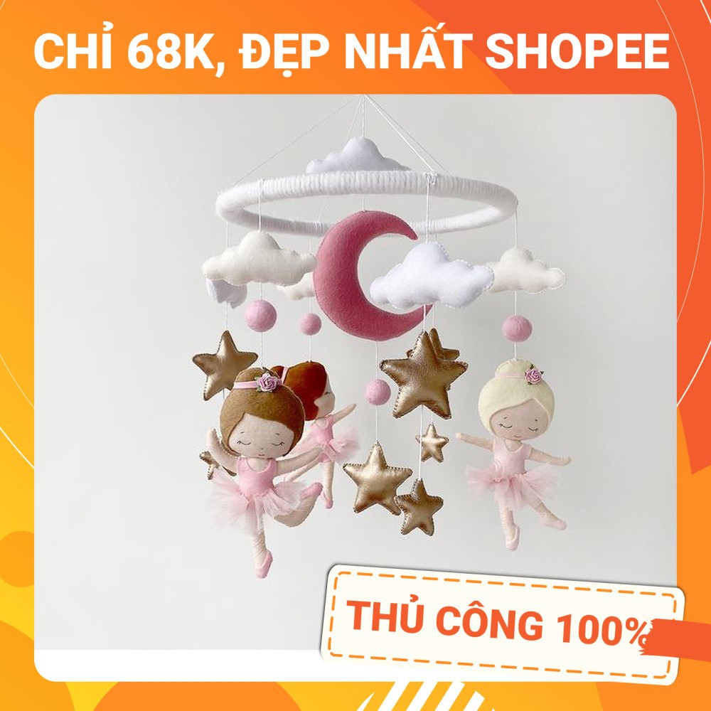 [CÓ NHẠC XOAY + THÊU TÊN BÉ] Đồ chơi treo nôi cũi handmade Coco Kids ảnh thật 100%, tự xoay phát nhạc mẫu CÔNG CHÚA 2