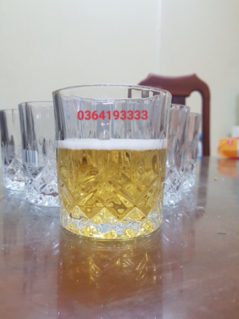 Cốc Thủy Tinh Uống Rượu Đáy Kim Cương 220ml 6 cái