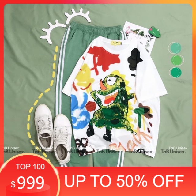 Sét áo thú xanh một sừng + quần bo gấu xanh , sét áo nam nữ,  sét bộ mặc ở nhà MODY