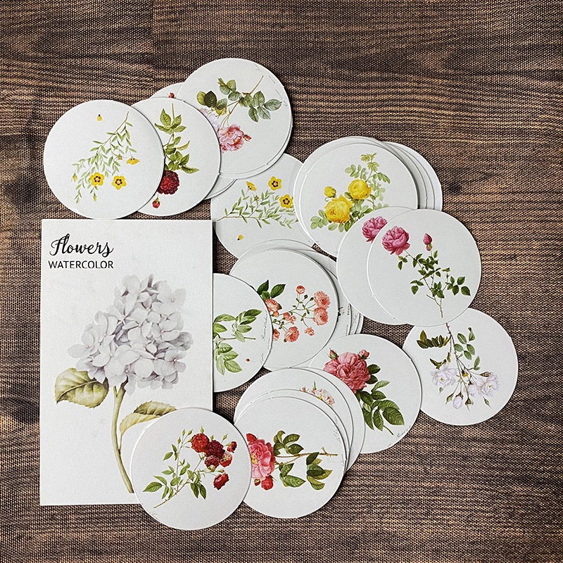 Bộ 46 sticker Hoa tròn trang trí sổ tay bullet journal M631