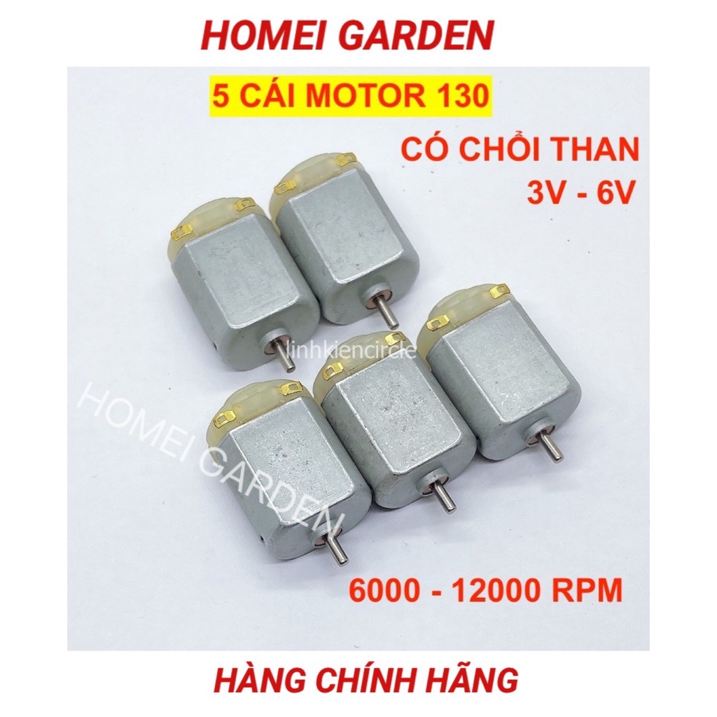 5 cái motor 130 có chổi than điện áp 3V - 6V. tốc độ 6000 - 12000 RPM hàng thương hiệu lớn - D0004-5