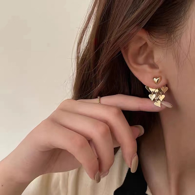 Khuyên Tai Kim Loại Hình Trái Tim Sang Trọng Cao Cấp 19A1439