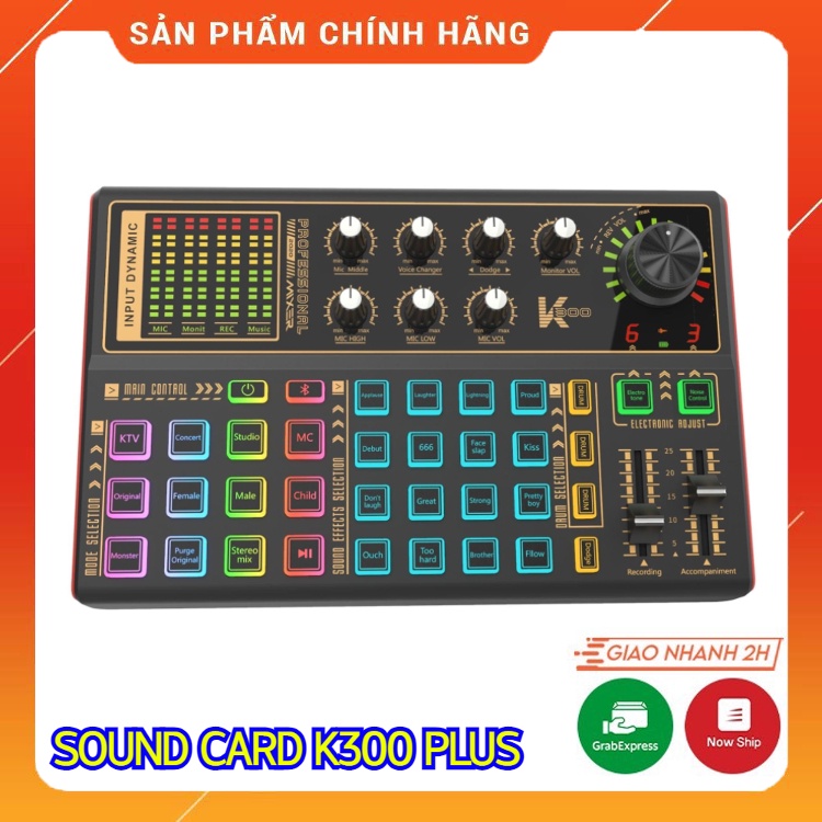 Sound Card K300 Plus Phiên Bản Mới Nhất . Hỗ Trợ Livestream Bigo, Facebook... Tích Hợp Autotune , Hiệu Ứng Gỉa Giọng