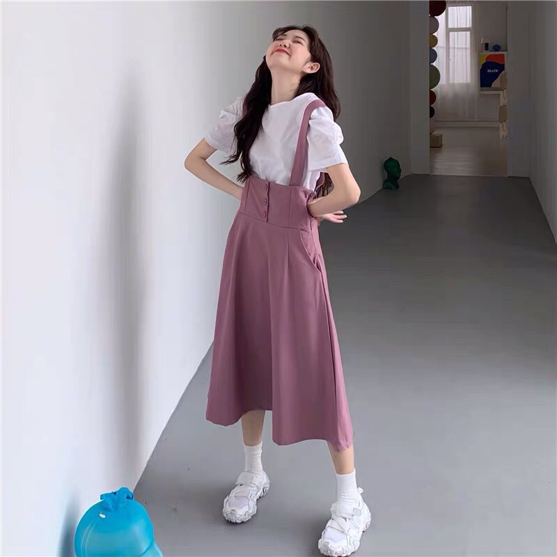 Set váy yếm dài ulzzang