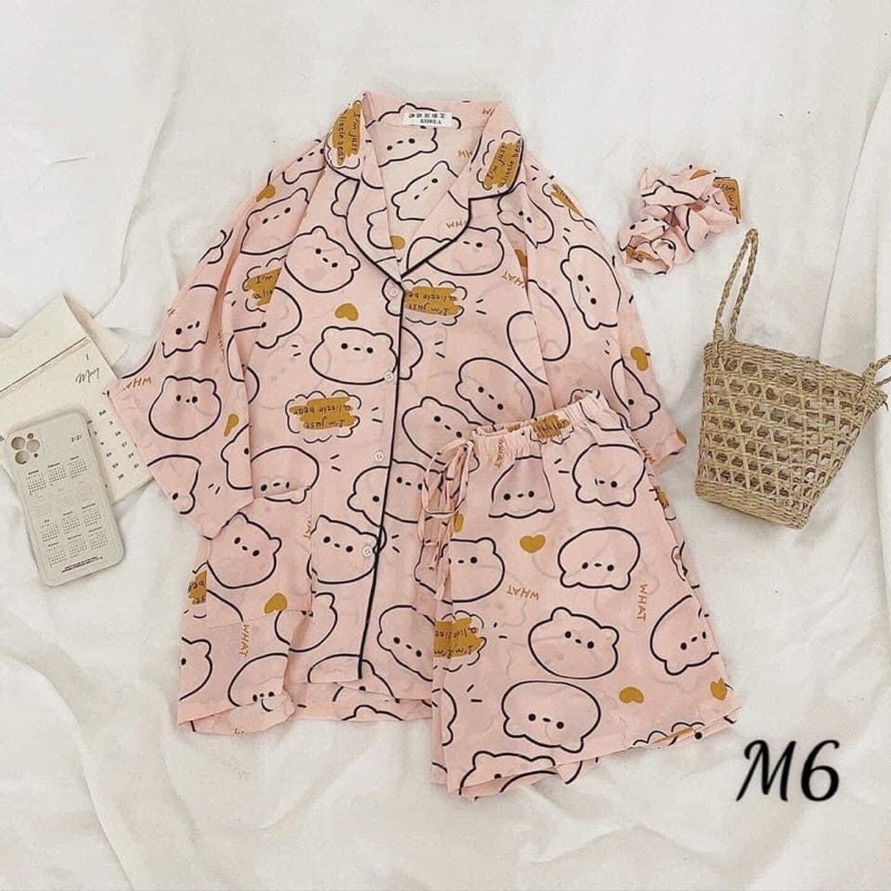 Bộ pijama cộc tay in hoạ tiết cute mặc ở nhà, bộ ngủ mặc mùa hè, set ngủ mặc ở nhà form vừa