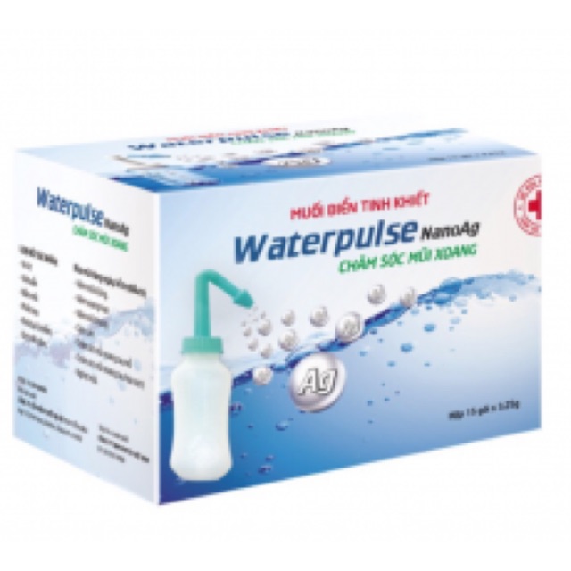 Muối rửa mũi nano Bạc Waterpulse siêu êm, siêu sạch hộp 15 gói hàng chính hãng