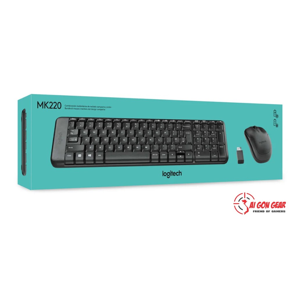 Bộ bàn phím và chuột Logitech Keyboard + Mouse WL MK220 Chính Hãng