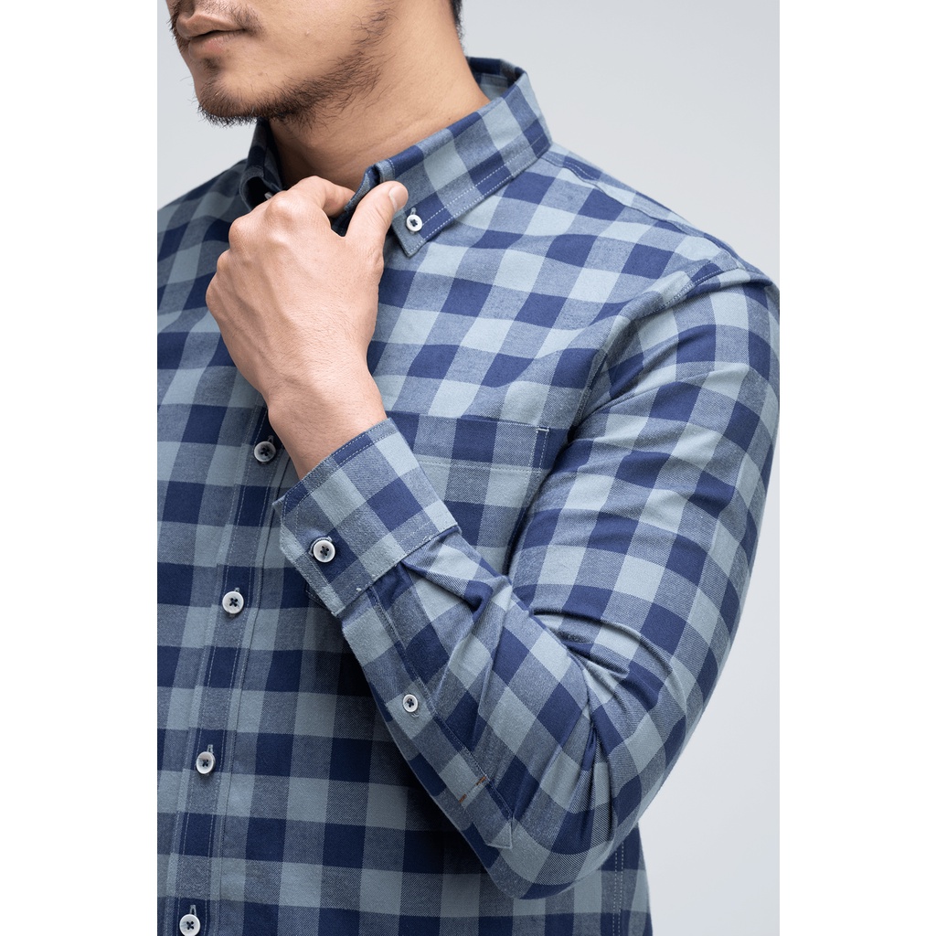 Áo somi nam tay dài THE WIND casual caro xanh xám form slimfit | BigBuy360 - bigbuy360.vn