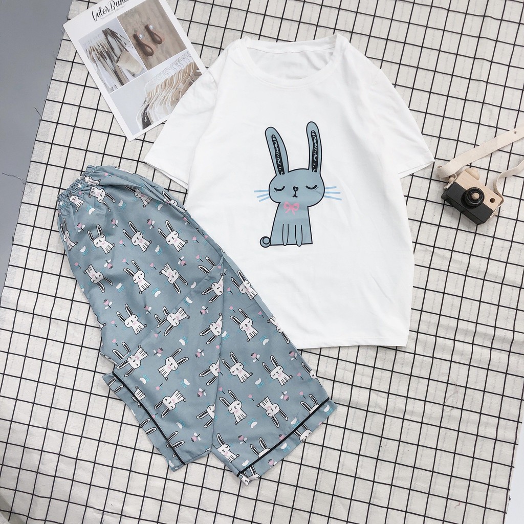 Đồ Bộ Mặc Nhà Áo Thun Phông Cotton, Quần Lửng kate thái HATIBO | BigBuy360 - bigbuy360.vn