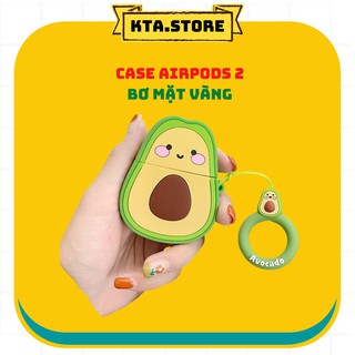 Vỏ bảo vệ bao đựng tai nghe case airpods 1, 2 chống va đập - Shin Cáe - Bơ Mặt Vàng
