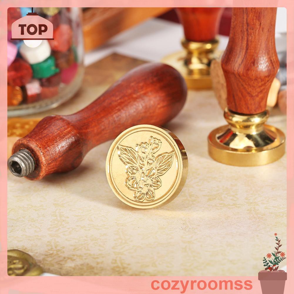 Sáp Retro DIY Wax Seal Plant Print Fire Painting Envelope Wedding Palace Stamp