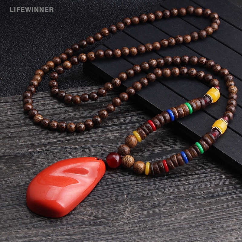 [Hàng Bán Chạy] Vòng cổ Chuỗi Hạt Gỗ Cổ Điển Trung Quốc Phụ Kiện May Mắn