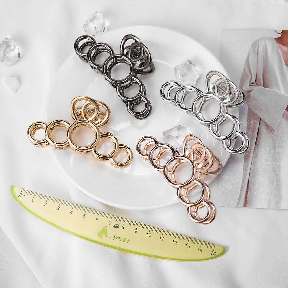 Kẹp Tóc Càng Cua Kim Loại Hình Tròn Rỗng Lấp Lánh Cho Nữ