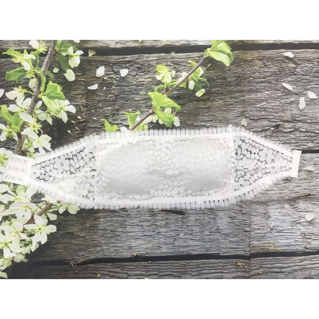 Áo bra không dây cúp ngang, ren họa tiết hoa, có miếng nối dây trong mút mỏng không gọng, Leblur | BigBuy360 - bigbuy360.vn