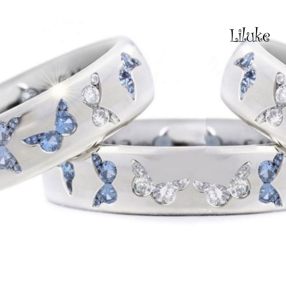 Nhẫn Mạ Bạc Trang Trí Hình Bướm Đính Đá Thời Trang Cho Nữ