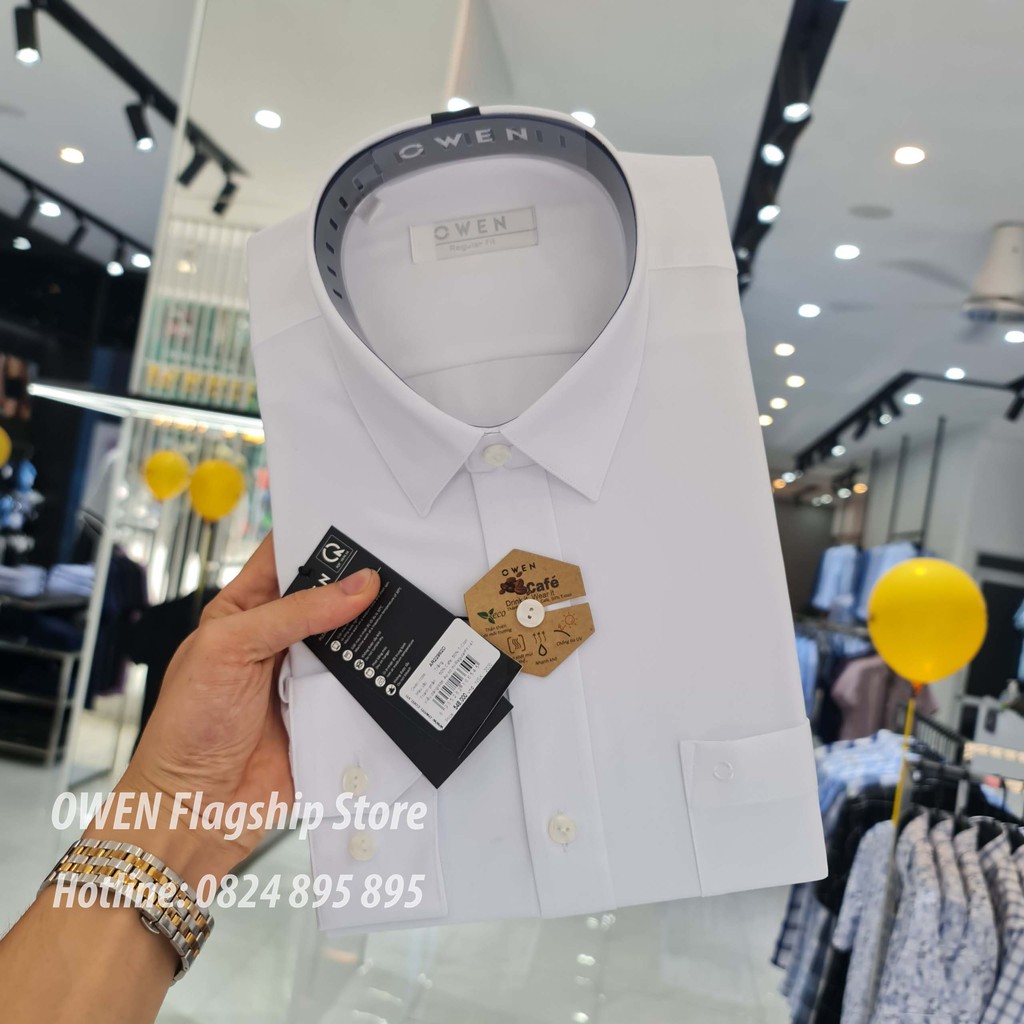 OWEN - (FREESHIP) Áo Sơ mi Trắng dài tay dáng REGULAR sợi CAFE mềm mịn thoáng mát - Mã AR22982D - OWEN Flagship Store