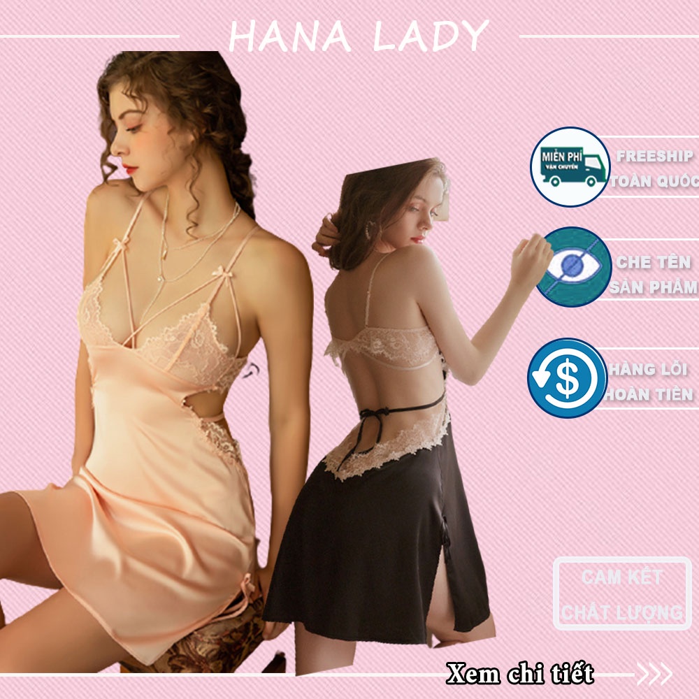 Váy ngủ lụa 2 dây cao cấp, đầm ngủ sexy dây lưng ren quyến rũ gợi cảm | BigBuy360 - bigbuy360.vn