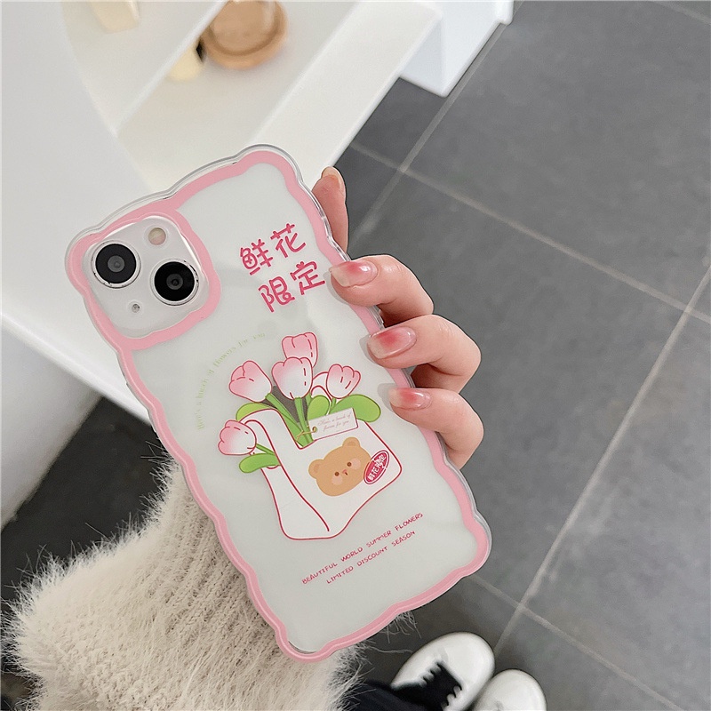 Ốp Điện Thoại Họa Tiết Hoa Và Sóng Biển Cho iphone 12 6 / 7 / 13 / 8plus / x / xr / xs / 11 / 12Mini-14