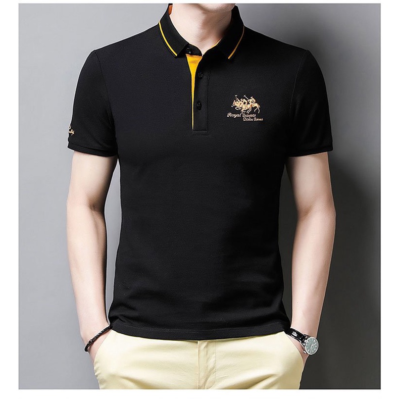 Áo polo nam ROYAL tay ngắn chất vải cá sấu cotton 100% co giãn chiều mặc cực mát