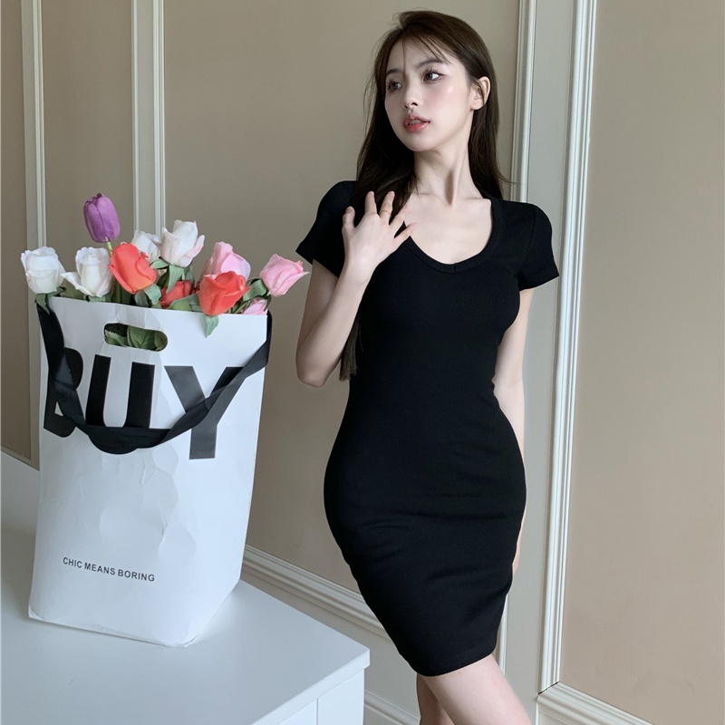 SUXI Chân Váy Lưng Cao Màu Sắc Trơn Phong Cách Vintage Đơn Giản Quyến Rũ