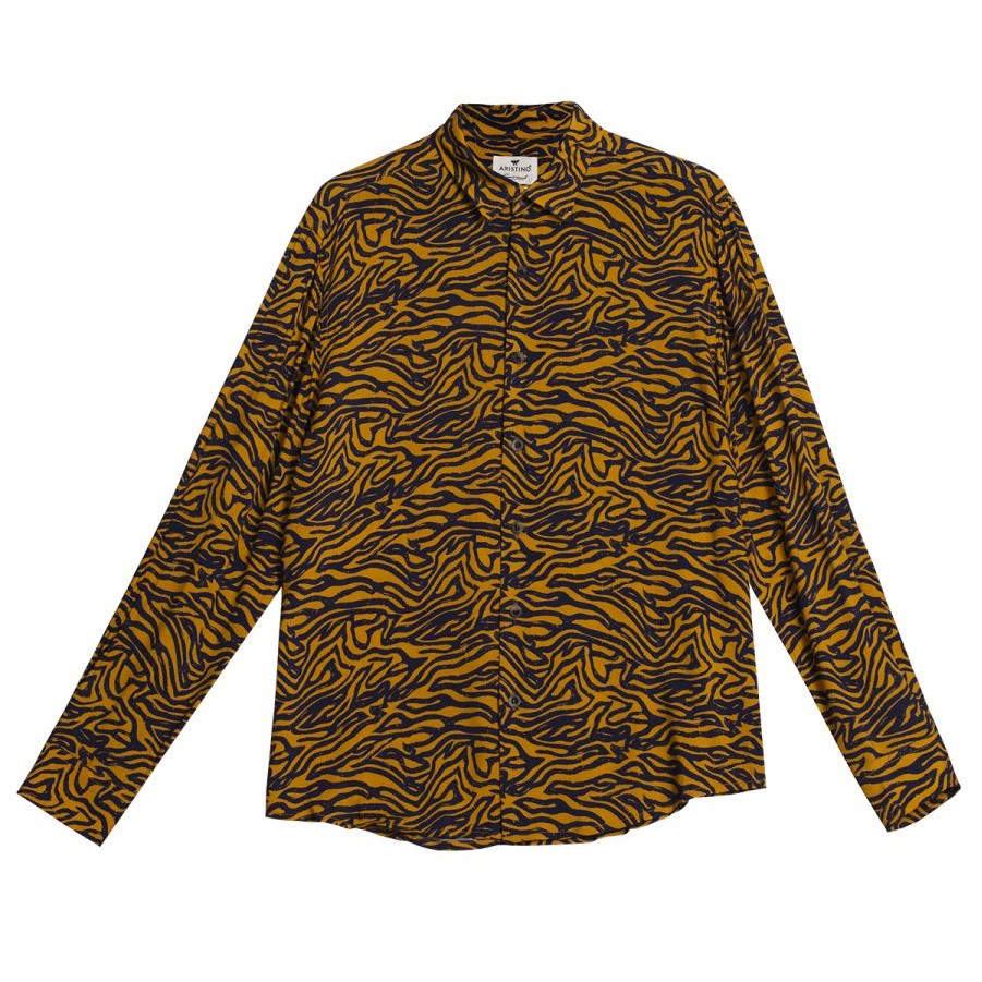 Áo sơ mi nam dài tay ARISTINO tà lượn, dáng Casual fit, thiết kế họa tiết in tràn thân năng động, lịch lãm - ALSM1309