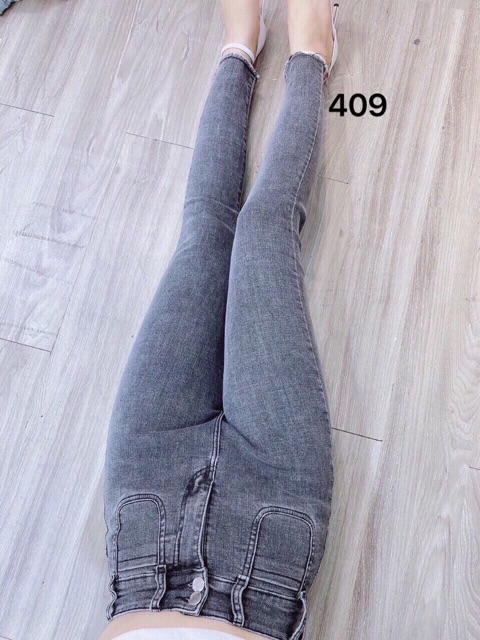 Quần jean Nữ lưng cao 2 nút co giãn, form ôm tôn dáng skinny hack chân dài - Hot trend 2021