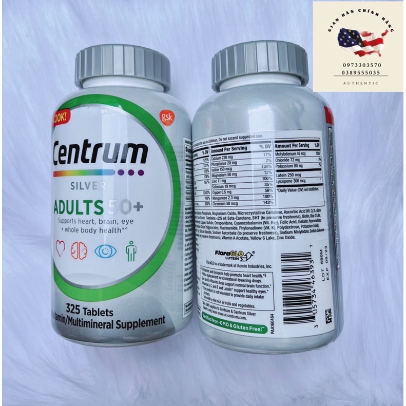 Viên Uống Centrum Silver Adults 50+/nam+nữ 325viên MẪU MỚI