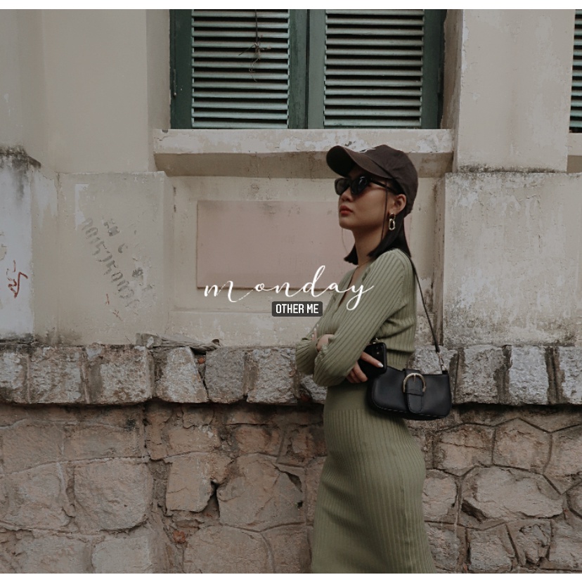 OTHER ME - Rinna sweater Dress váy len cổ chữ V dáng dài ôm sát | BigBuy360 - bigbuy360.vn