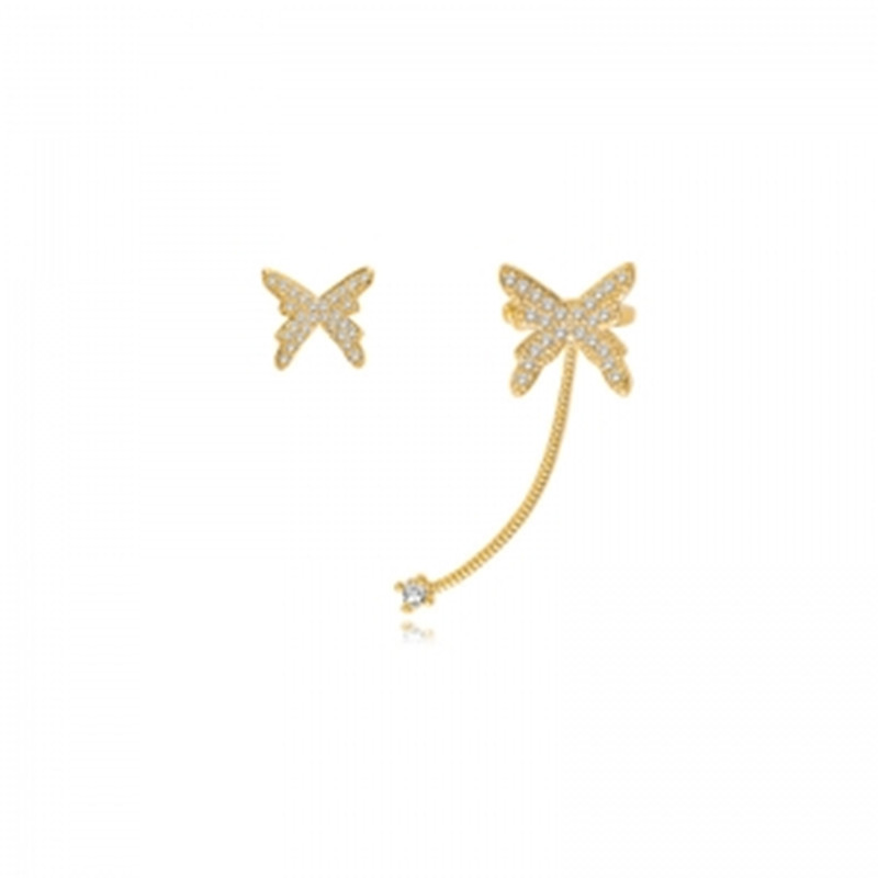 Khuyên tai hình bướm đính đá Zircon phong cách Hàn Quốc