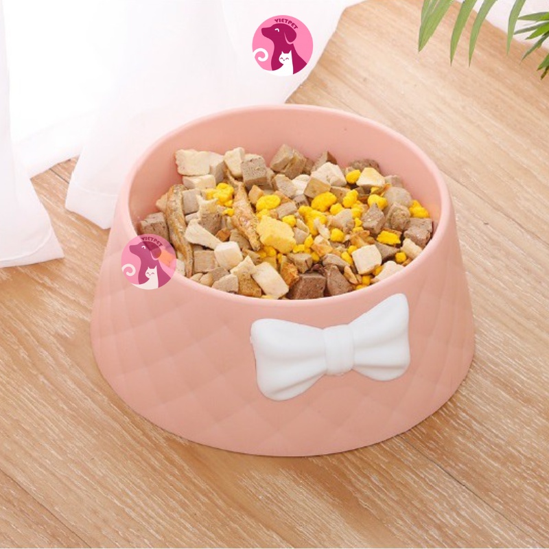 Bát ăn cho chó mèo - Bát gắn nơ xinh (Full Size &amp; Màu) (Loại VIP)