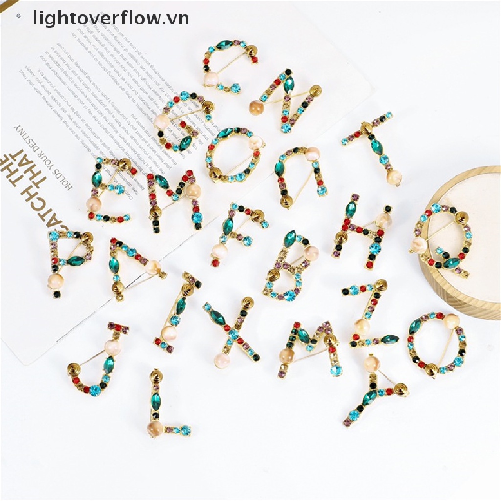Ghim Cài Áo Hình 26 Chữ Cái Đính Đá Nhiều Màu Sắc Thời Trang