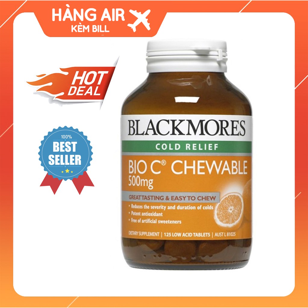 (Date 2022) Kẹo ngậm vitamin C Úc Blackmores Bio C Chewable 500mg Úc 125 viên