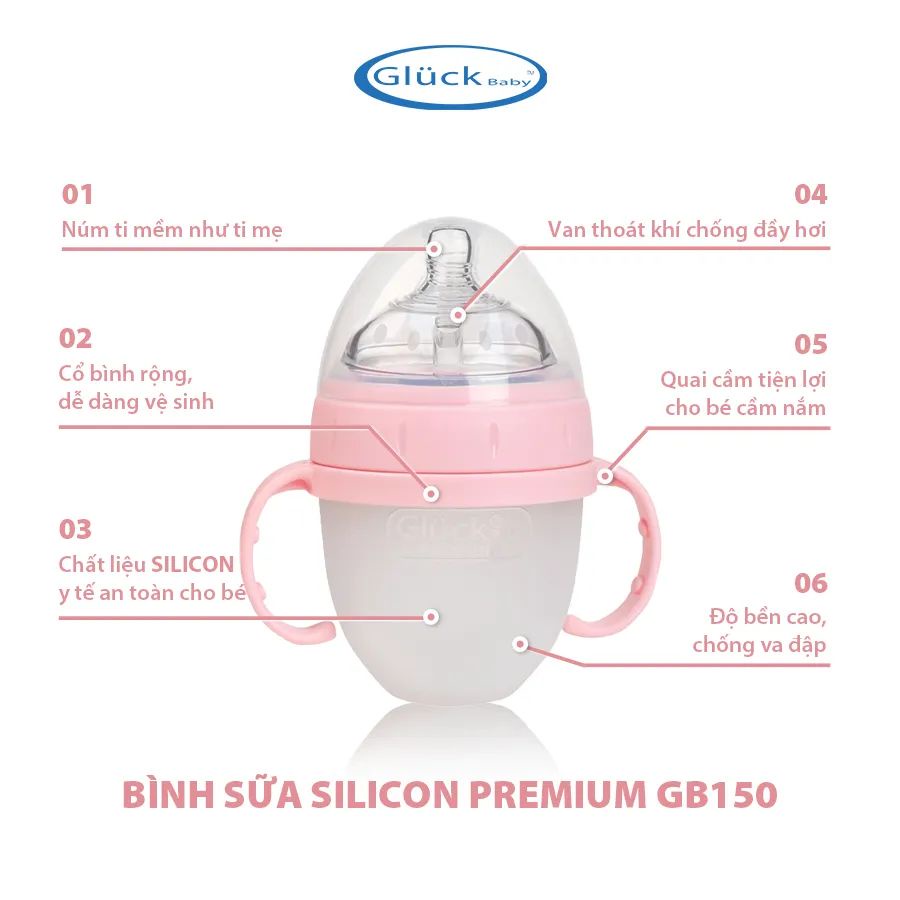 Bình sữa silicon Gluck Baby Premium 150ml