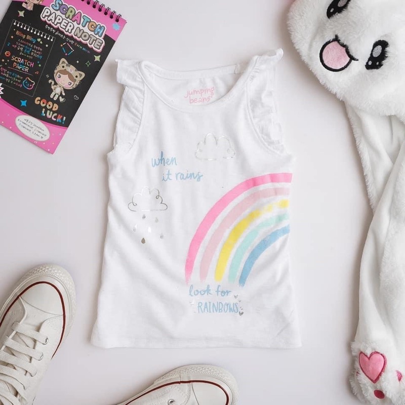 Áo thun cotton sát nách hình siêu đáng yêu cho bé gái 24m-7y