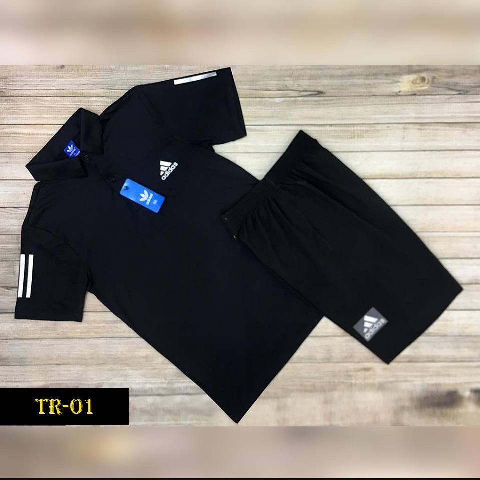 Bộ thun lạnh chất đẹp màu đen, thấm mồ hôi tốt, thoải mái khi chơi thể thao | BigBuy360 - bigbuy360.vn