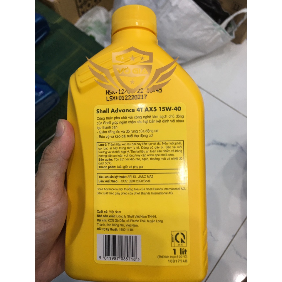 Nhớt Shell Ax5 15w40 vàng 800ml dùng cho xe số