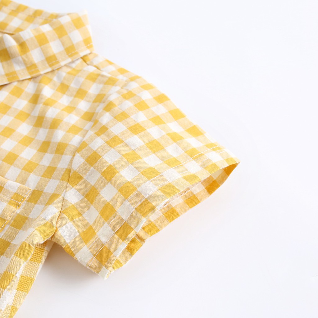 Áo Sơ Mi Liền Thân Sanlutoz Thời Trang Mùa Hè Màu Vàng Cho Bé Gái