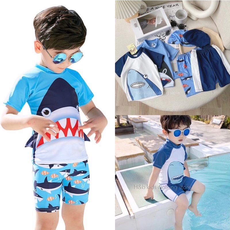 Bộ bơi bé trai họa tiết cá mập❤️ Sét bơi 3 chi tiết cho bé