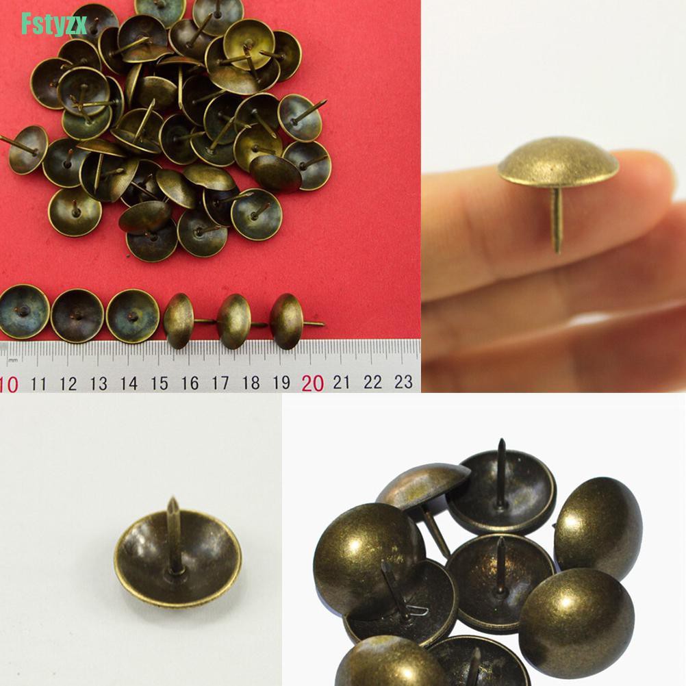 fstyzx 100pcs/pack Vintage Upholstery Nails Bronze Metal Tags Furniture Sofa Shoe Door Decorative Tack Stud