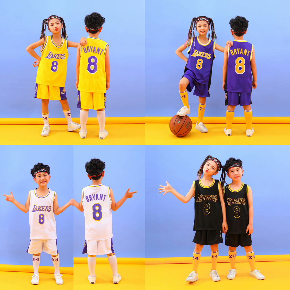 Bộ Đồng Phục Bóng Rổ Los Angeles Lakers Số 8 Kobe Bryant Dành Cho Trẻ Em