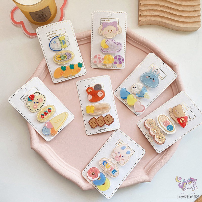 Kẹp tóc màu kẹo họa tiết hoạt hình phong cách Hàn Quốc đáng yêu dành cho bé gái