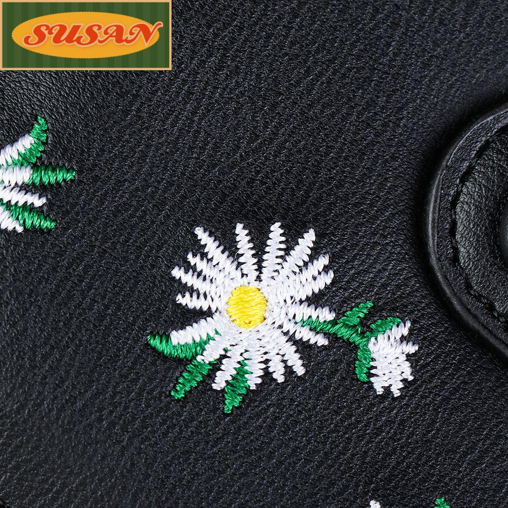 SUSANS Daisy Pendant Ladies Purse Leather Pocket Card Holder Mini Long Wristlet Coin Purse Compact Bifold Zipper Womens Wallet/Multicolor