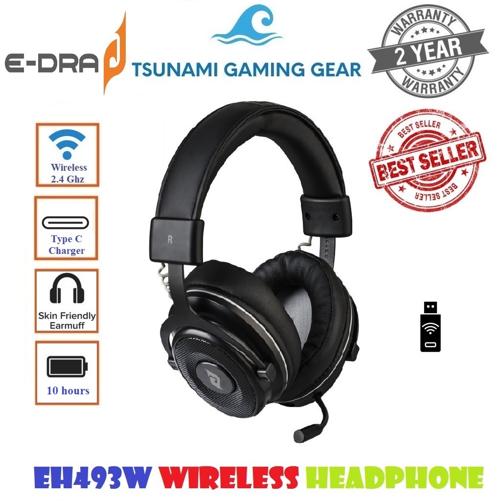 Tai nghe gaming không dây E-DRA EH493w NOOB Wireless 2.4 Ghz