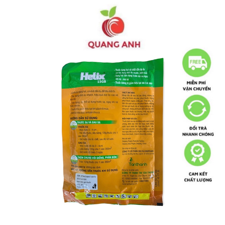 Thuốc Diệt Trừ Ốc Sên - Ốc Bưu Vàng HELIX15GB Gói 120gr