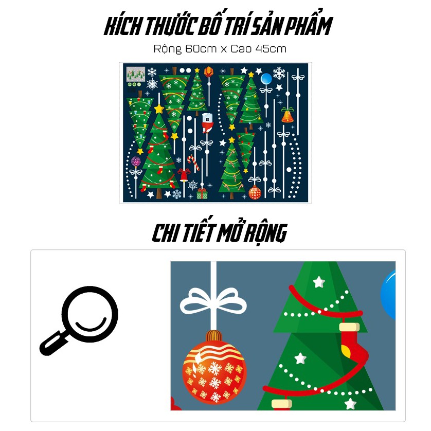 Tranh Decal Dán Kính Trang Trí Cây Thông Giáng Sinh Merry Christmas 01 DOKEY99