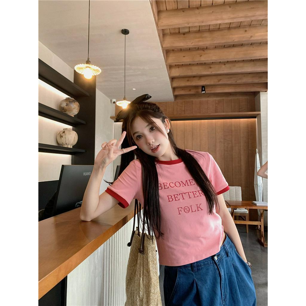 Áo Thun Cotton Ngắn Tay In Chữ Thời Trang Mùa Hè Cá Tính 64184