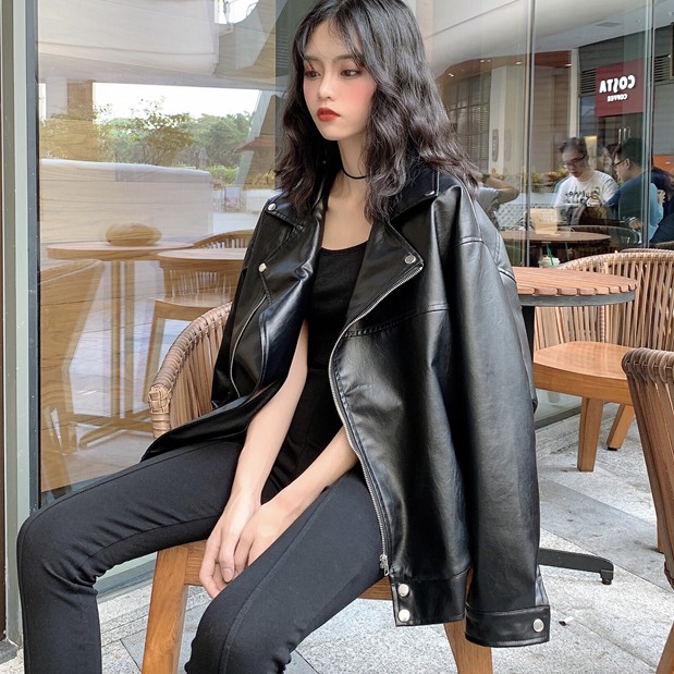 (Có sẵn) Áo khoác da trơn nữ Quảng Châu
